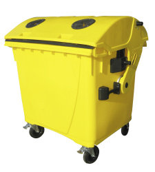 Kontajner na odpad s vhadzovadlami 1100 l FEREX žltý