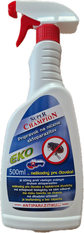 Super Champion rozprašovač na ničenie vonkajších parazitov v pelechoch zvierat - 500 ml Super Champion rozprašovač na ničenie vonkajších parazitov v pelechoch zvierat - 500 ml