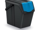 Set odpadkové koše Sortibox 3 x 25 l čierny s farebnou klapkou