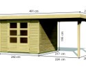 Drevený domček KARIBU ASKOLA 3 + prístavok 240 cm (73246) natur