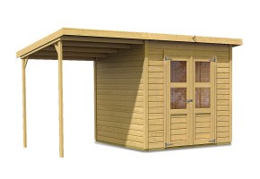 Drevený domček KARIBU MERSEBURG 5 + prístavok 166 cm (68767) natur