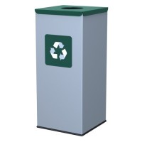 Hranatý odpadkový kôš - zelené veko 60 l