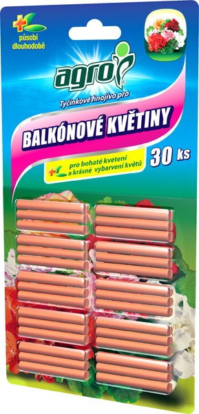 AGRO tyčinkové hnojivo na balkónové rastliny - 30 ks