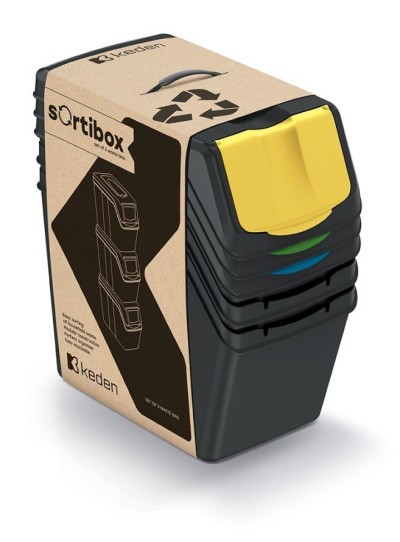 Set odpadkové koše Sortibox 3 x 25 l čierny 