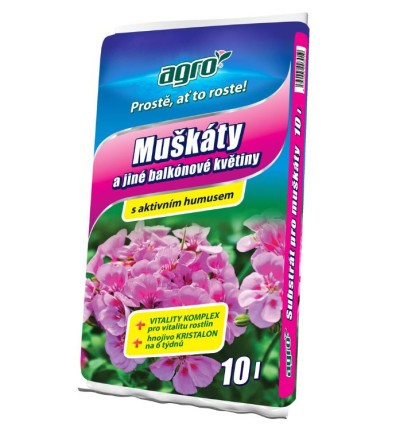 AGRO Substrát na muškáty a balkónové kvety - 10 l